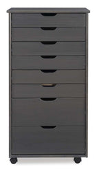 Cary Eight Drawer Rolling Storage Cart CT42GRY01 in Grey