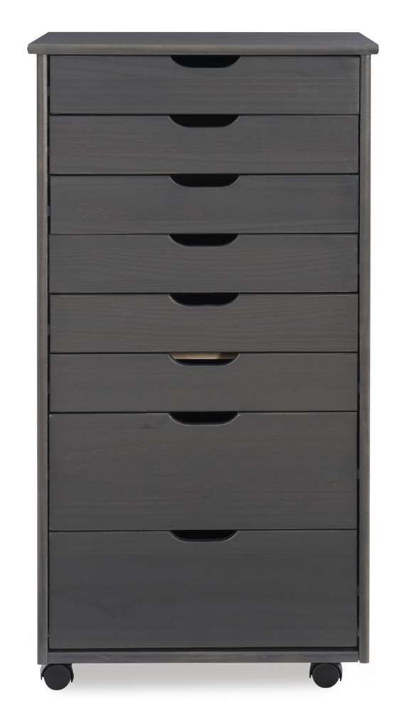 Cary Eight Drawer Rolling Storage Cart CT42GRY01 in Grey