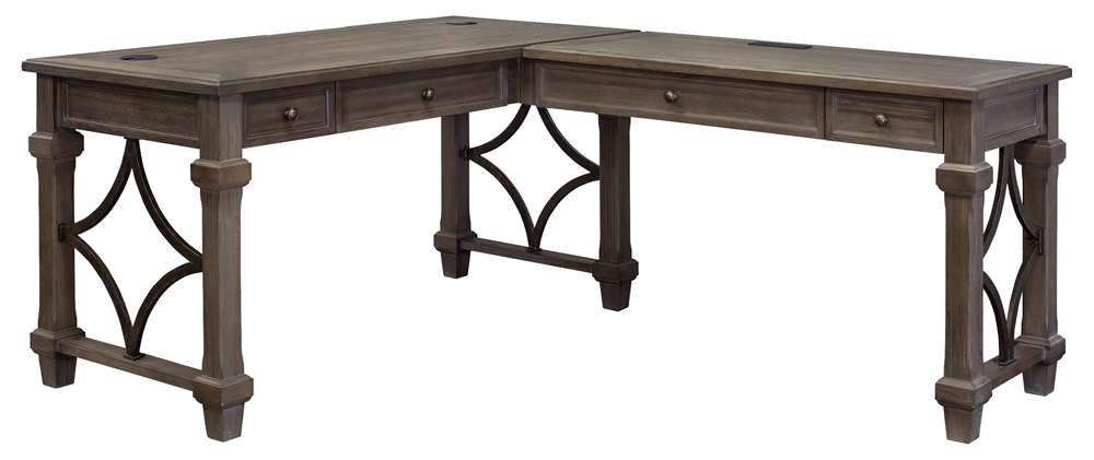 Martin Furniture Carson Wood Open L-Desk & Return in Gray