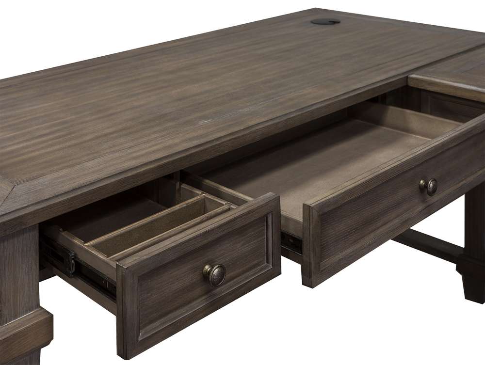 Martin Furniture Carson Wood Open L-Desk & Return in Gray