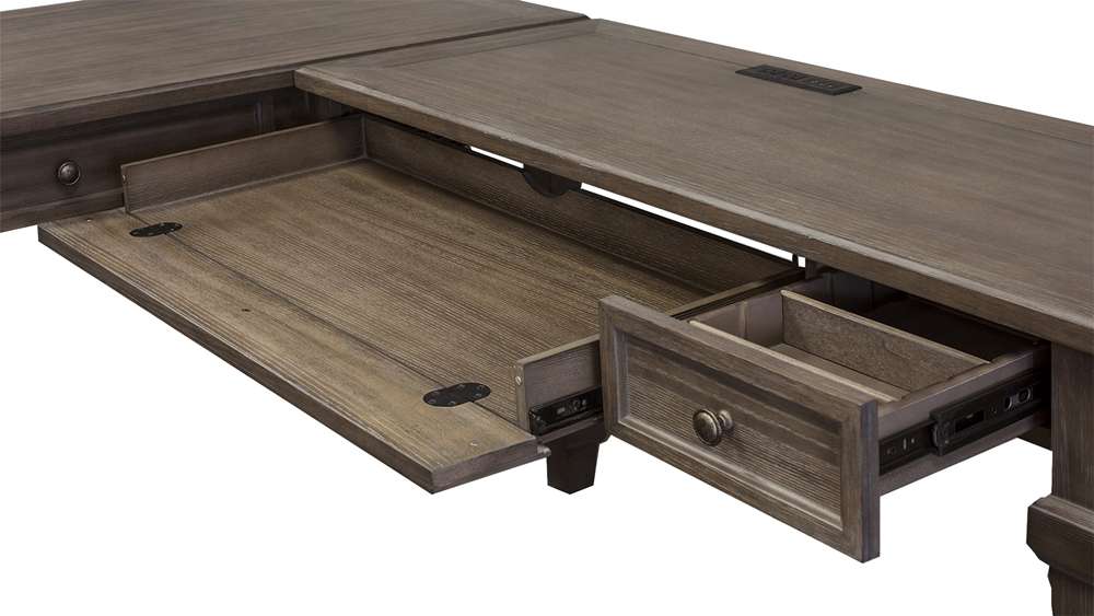 Martin Furniture Carson Wood Open L-Desk & Return in Gray