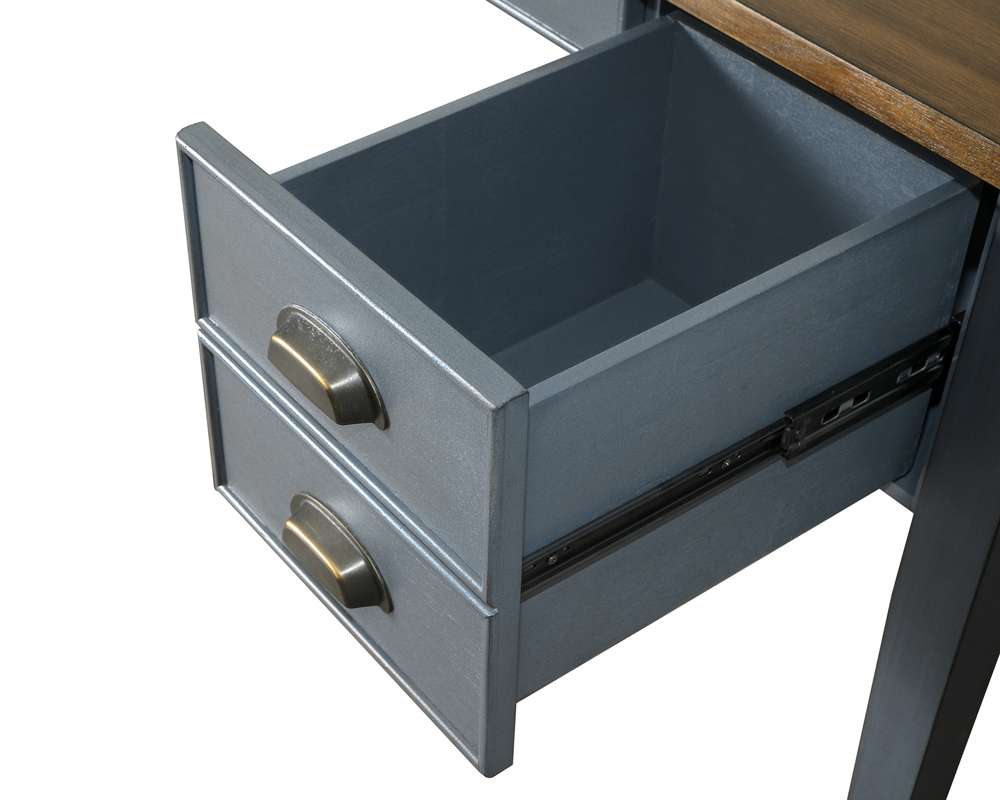 Martin Furniture Soho Farmhouse Half Pedestal Executive Desk in Blue