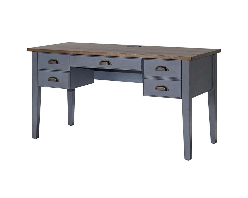 Martin Furniture Soho Farmhouse Half Pedestal Executive Desk in Blue