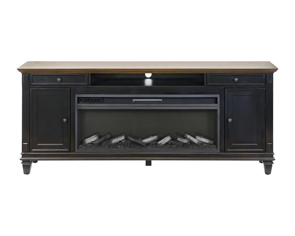 Hartford 76in Traditional Fireplace Console IMHF370FP in Black