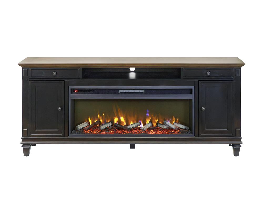 Hartford 76in Traditional Fireplace Console IMHF370FP in Black