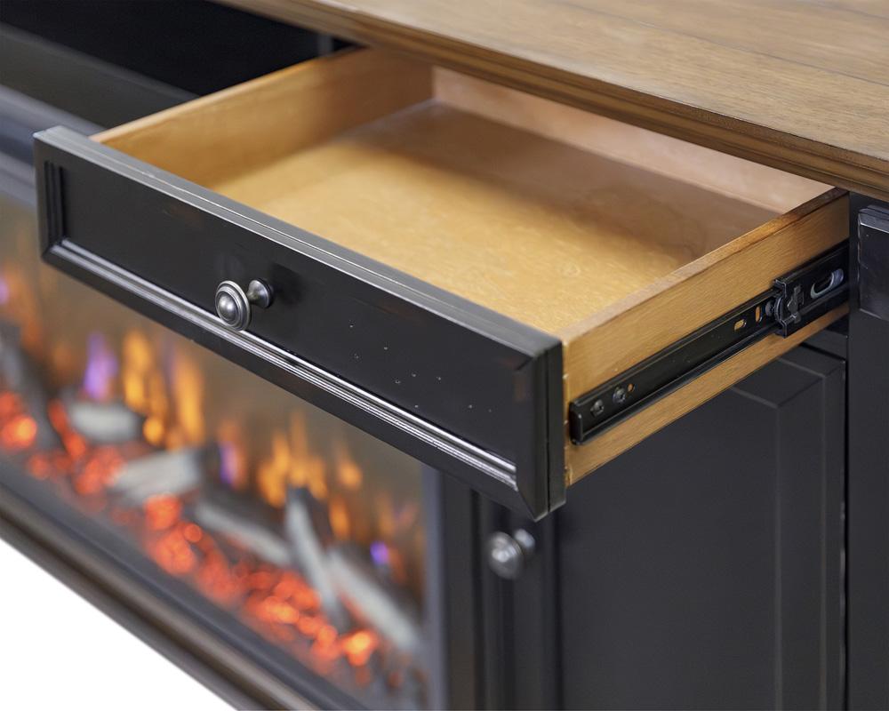 Hartford 76in Traditional Fireplace Console IMHF370FP in Black