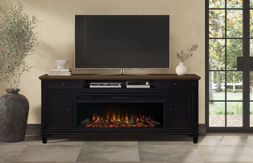 Hartford 76in Traditional Fireplace Console IMHF370FP in Black
