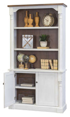 Durham Rustic Wood Bookcase with Doors in White IMDU4278D