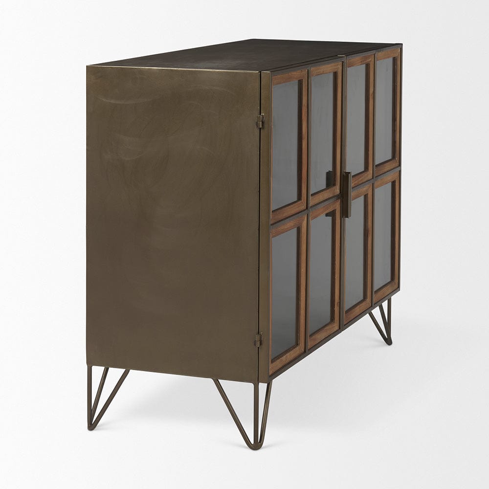 Pandora 2 Door Accent Cabinet 69916 in Dark Brass / Red Wood