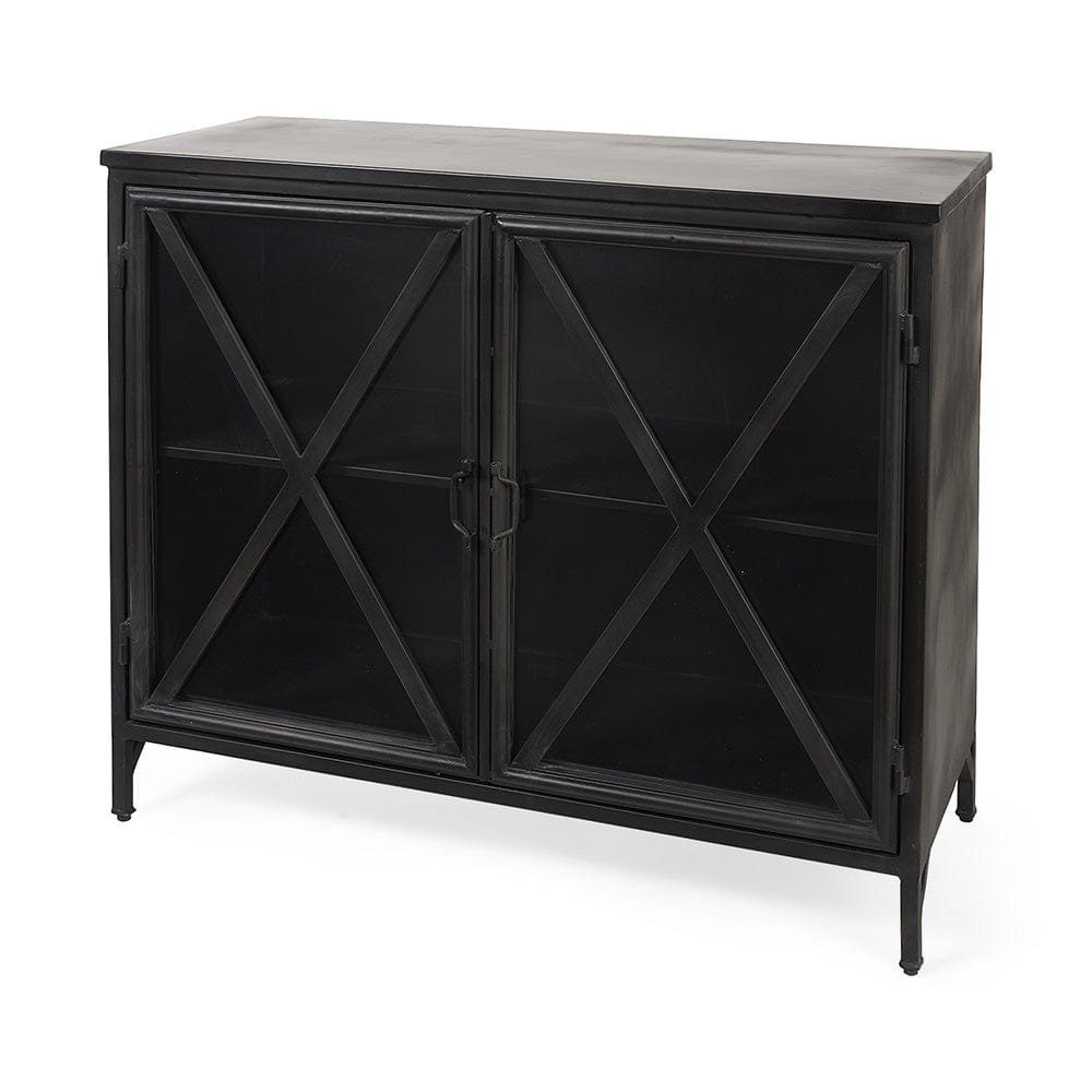 Poppy III Accent Cabinet with Glass Doors 69129 in Black