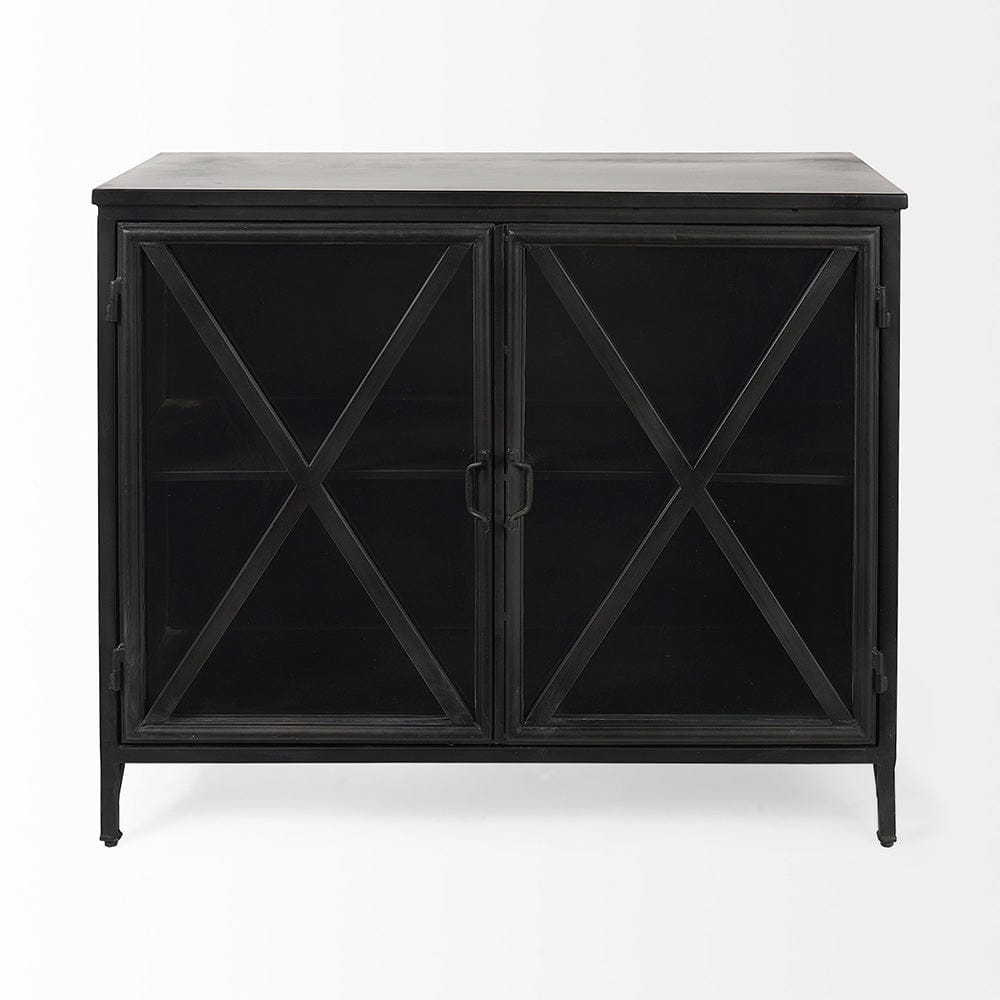 Poppy III Accent Cabinet with Glass Doors 69129 in Black