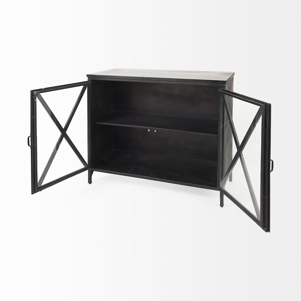 Poppy III Accent Cabinet with Glass Doors 69129 in Black
