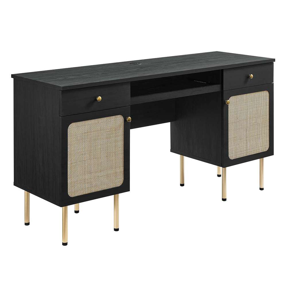 Chaucer Office Desk with Keyboard Tray in Black