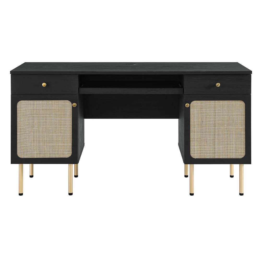 Chaucer Office Desk with Keyboard Tray in Black