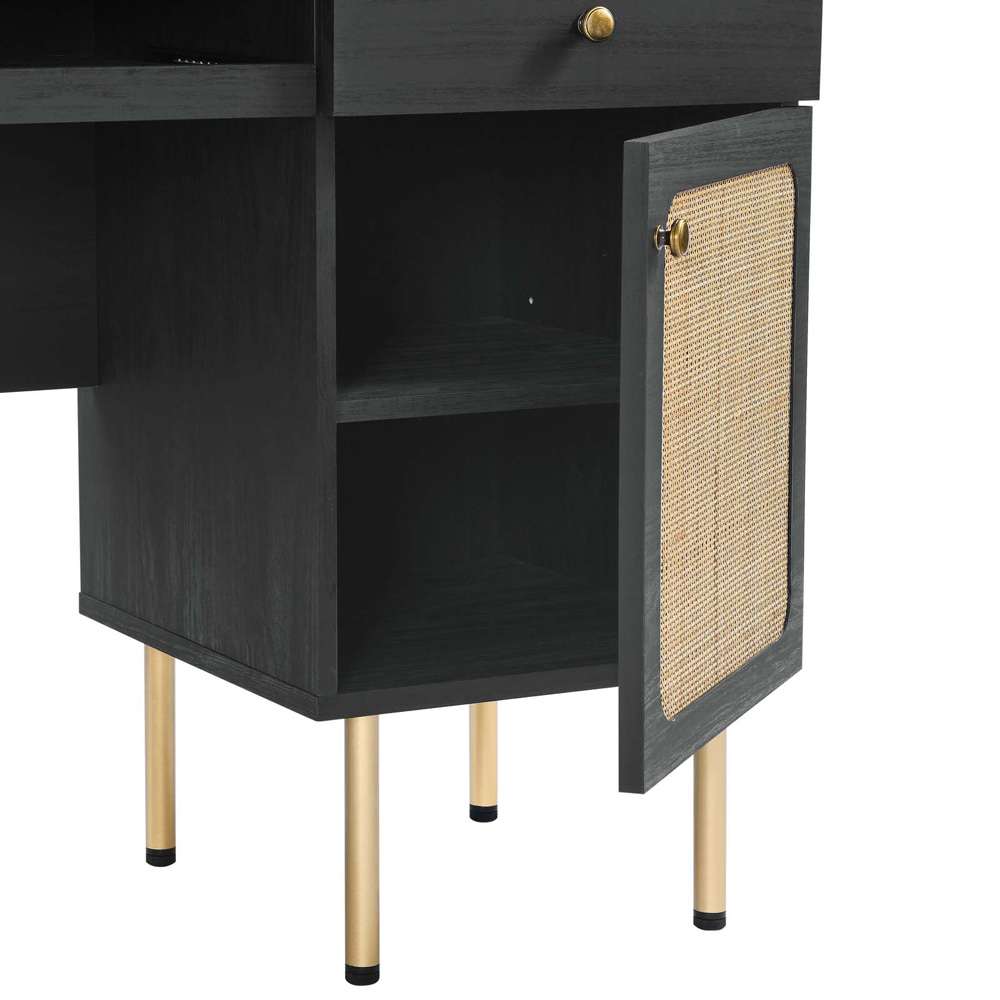 Chaucer Office Desk with Keyboard Tray in Black