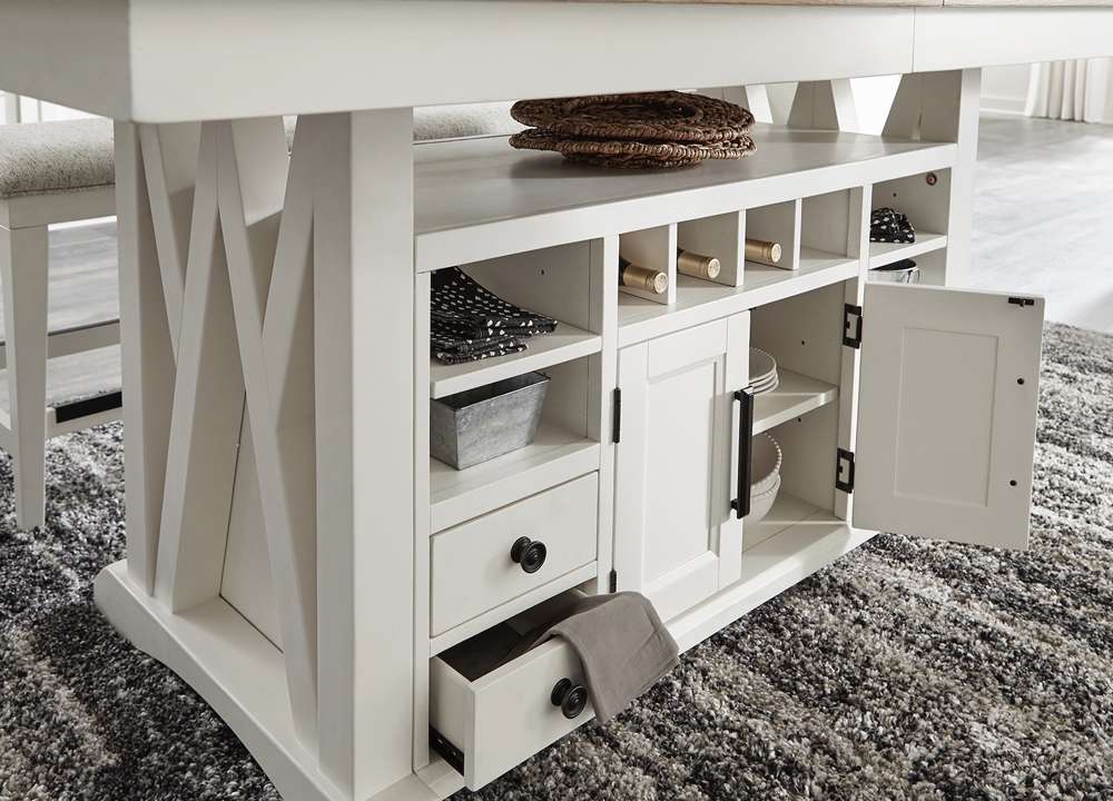Americana Modern Dining 72in Island Table DAME#72CH-2-COT in Cotton