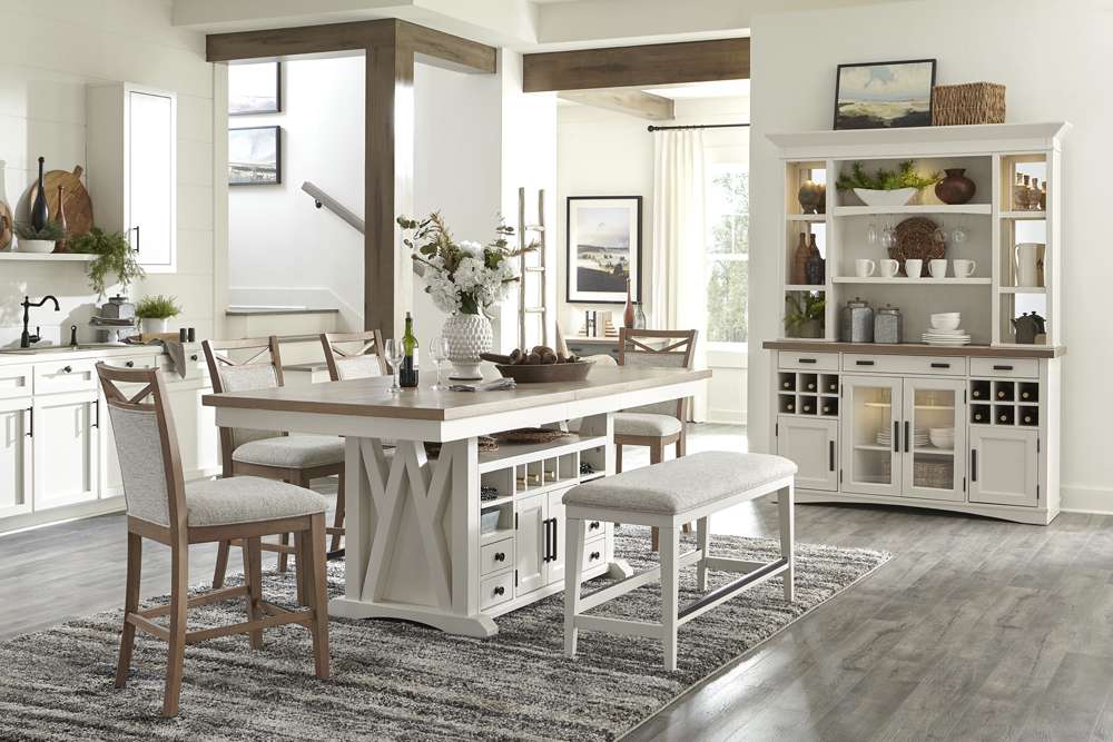 Americana Modern Dining 72in Island Table DAME#72CH-2-COT in Cotton