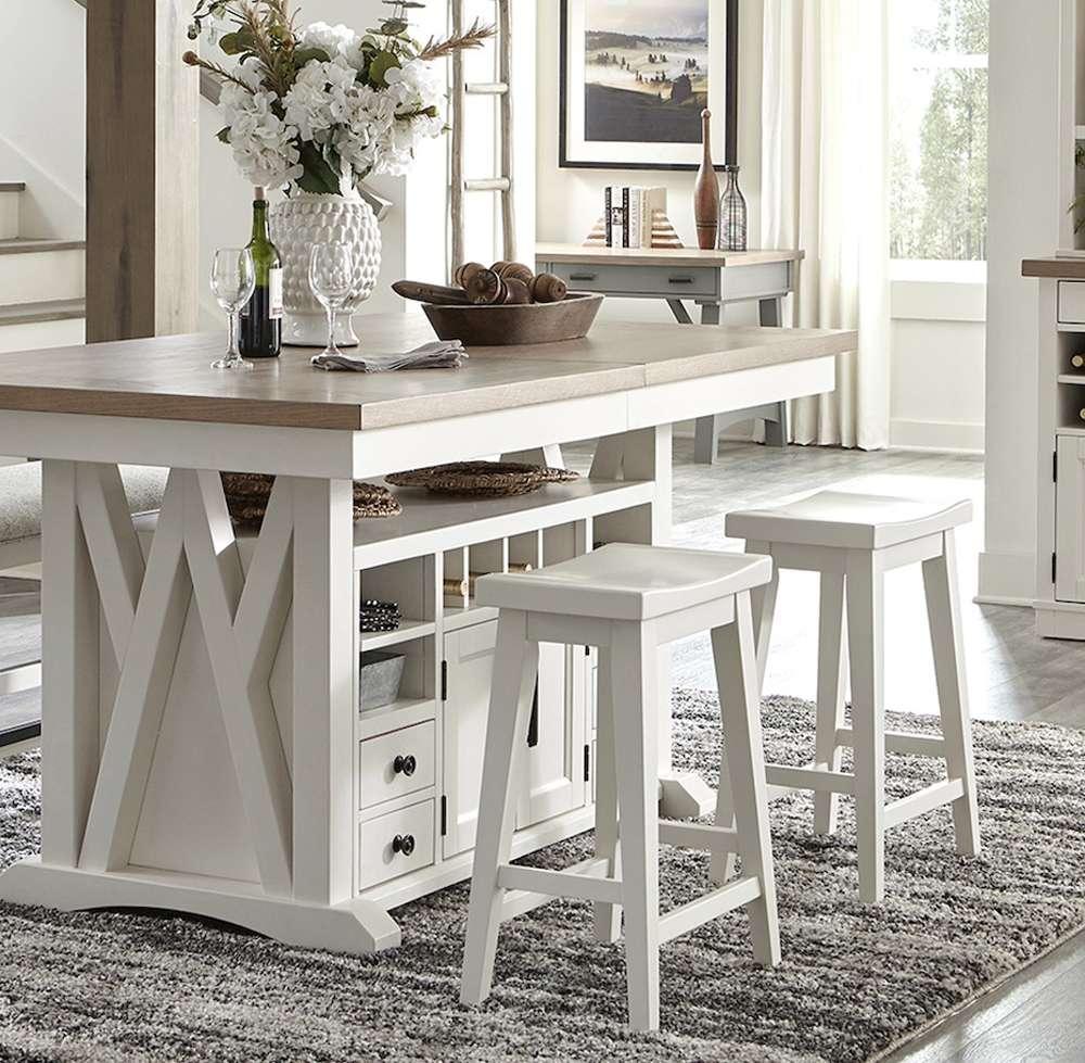 Americana Modern Dining 72in Island Table DAME#72CH-2-COT in Cotton