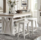 Americana Modern Dining 72in Island Table DAME#72CH-2-COT in Cotton