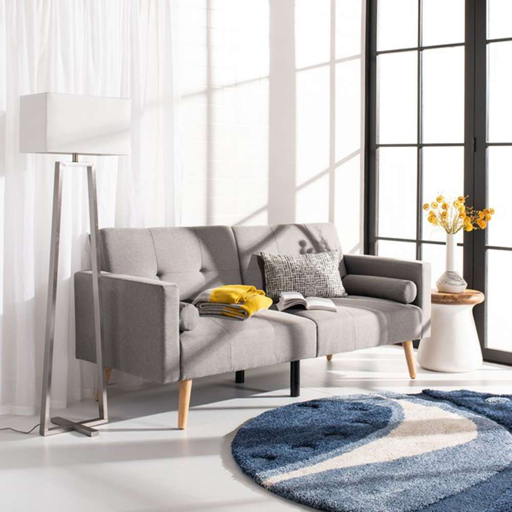Murray Foldable Futon Sofa Bed with Pillow Dark Grey LVS2004A