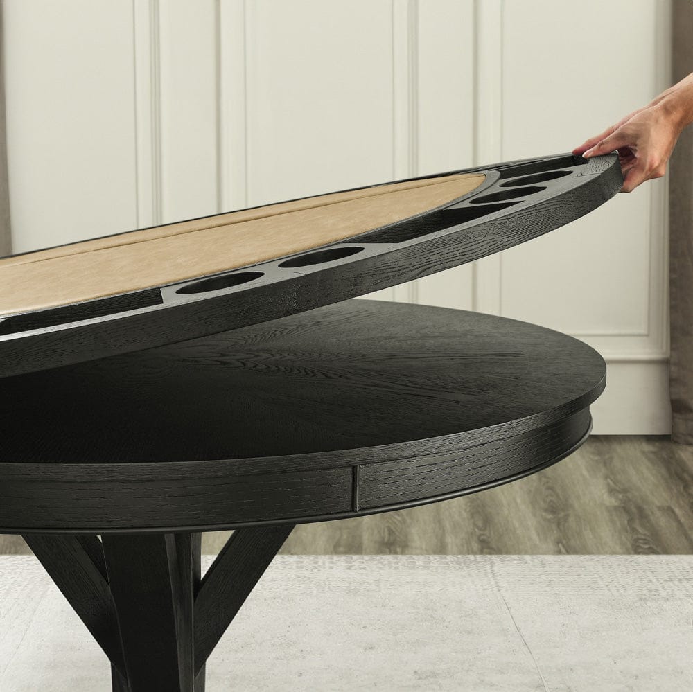 Rylie 48in Dining Table with Game Top Black RL500K-DB-TT-GT