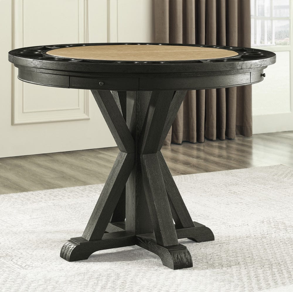 Rylie 48in Dining Table with Game Top Black RL500K-DB-TT-GT