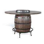 Doe Valley Round Pub Table with Wine Barrel Base Buckskin 1038BU