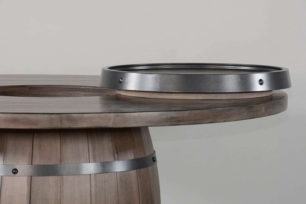 Doe Valley Round Pub Table with Wine Barrel Base Buckskin 1038BU