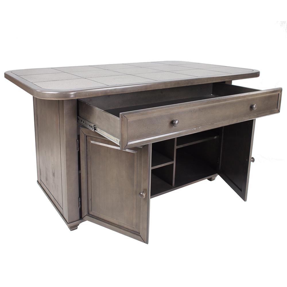 Shades of Gray 3-Piece Kitchen Island Set CY-KIT2-B200-AG3P in Weathered Gray