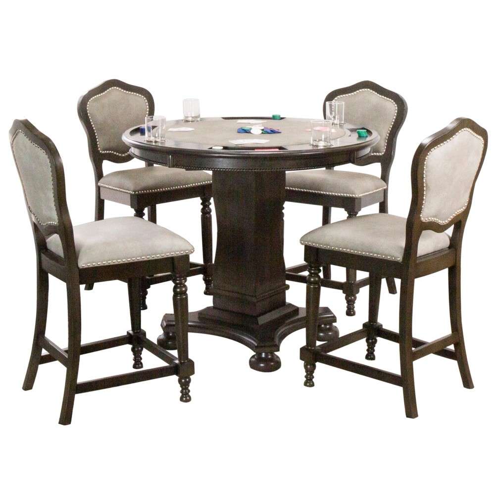 Vegas 42in 5 Piece Counter Height Game Table Set Distressed Gray CR-87711-TCB-5P
