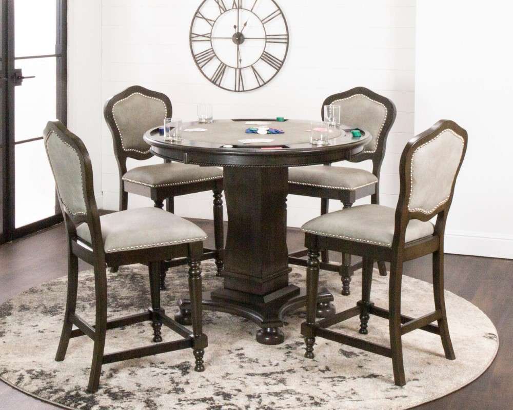Vegas 42in 5 Piece Counter Height Game Table Set Distressed Gray CR-87711-TCB-5P