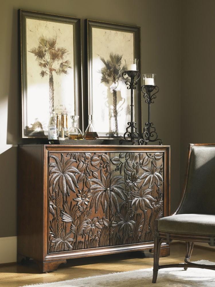 Royal Kahala Balboa Carved Door Chest 545-973 in Rich Tobacco