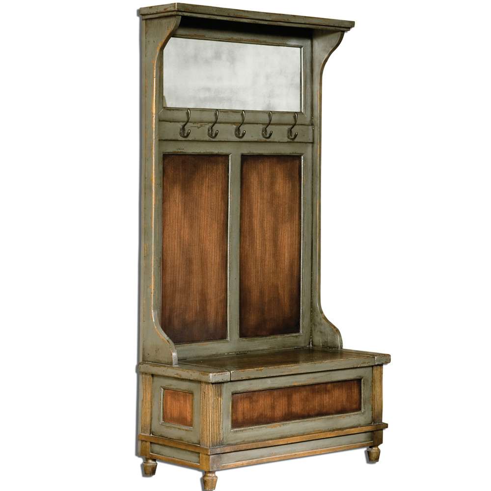 Riyo Distressed Hall Tree 25561 in Honey Stained / Charcoal Gray
