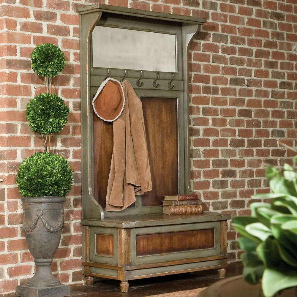 Riyo Distressed Hall Tree 25561 in Honey Stained / Charcoal Gray
