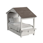 Lodge Twin Bed with Full Roof LD-TB-1741TB-C&C-SET in Cookies & Cream