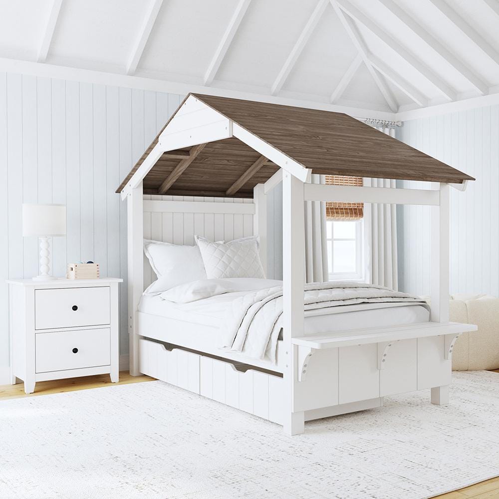 Lodge Twin Bed with Full Roof LD-TB-1741TB-C&C-SET in Cookies & Cream