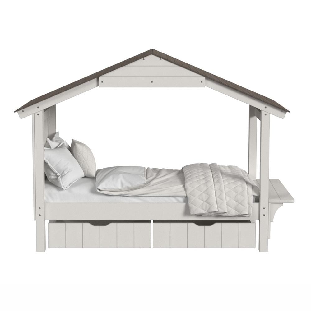 Lodge Twin Bed with Full Roof LD-TB-1741TB-C&C-SET in Cookies & Cream